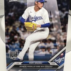Roki Sasaki 2025 Dodgers Rookie Topps 1st Dodgers Card