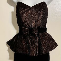 Strapless Velvet/Copper Dress 3/4