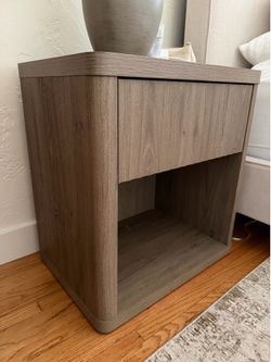 Matching Wood-Tone Nightstand with Open Shelf