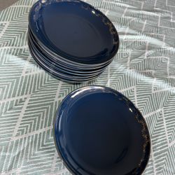 Blue and Gold Dinner Plates 10.2 inch (8 Pieces)