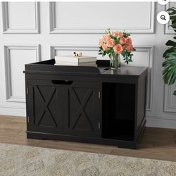 New in box  Cat Litter Boxes Furniture, Enclosure Flip-Top Covered Hidden Litter Box,Wooden Cat Washroom Cabinet for Kitty, Medium and Large Cat Black