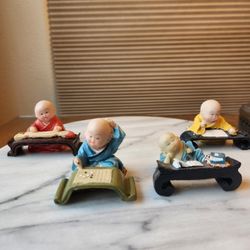 Set of Ceramic Asian Monk Figures/Figurines