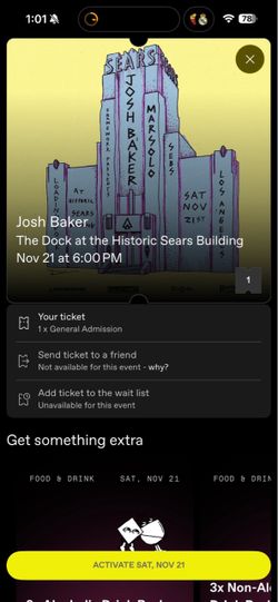 Josh Baker Ticket – Nov 21