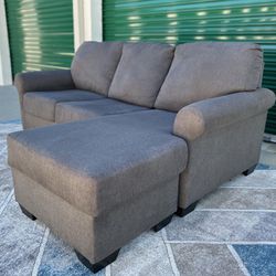 FREE DELIVERY || Small Grey Polyester Reversible Sectional Sofa || FREE INSTALL