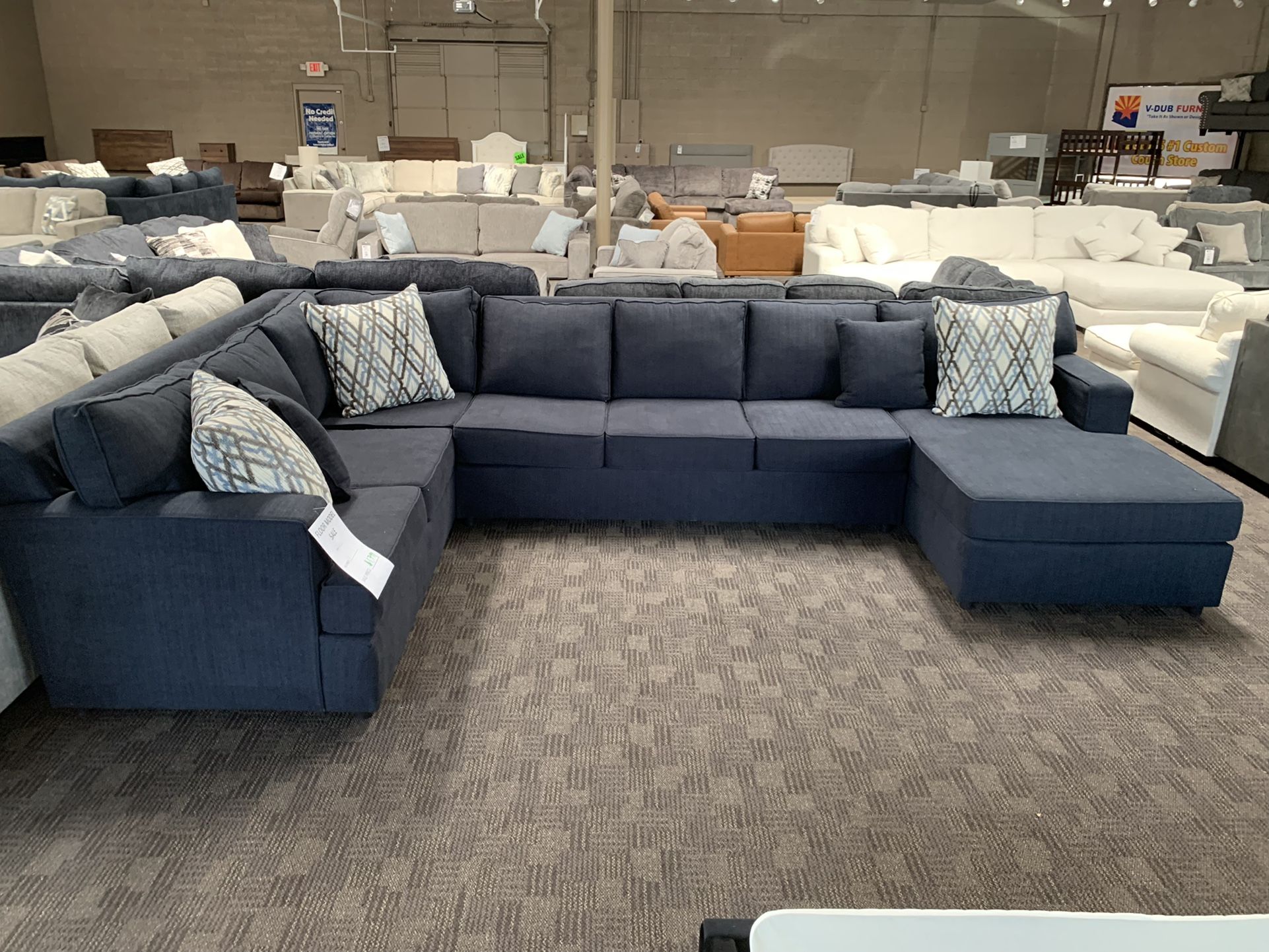 New Big Navy Blue Sectional Couch