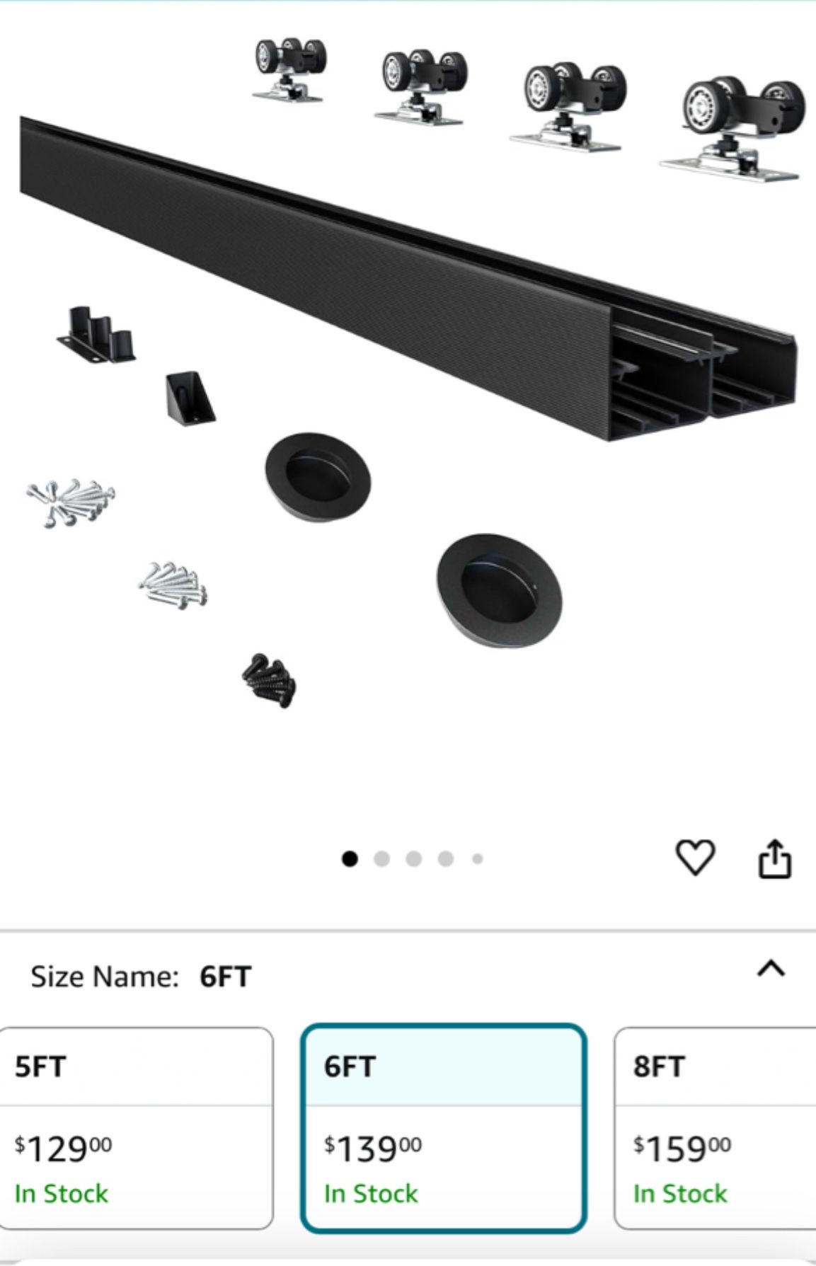 New 6FT Heavy Duty Bypass Door Hardware with Finger Pulls