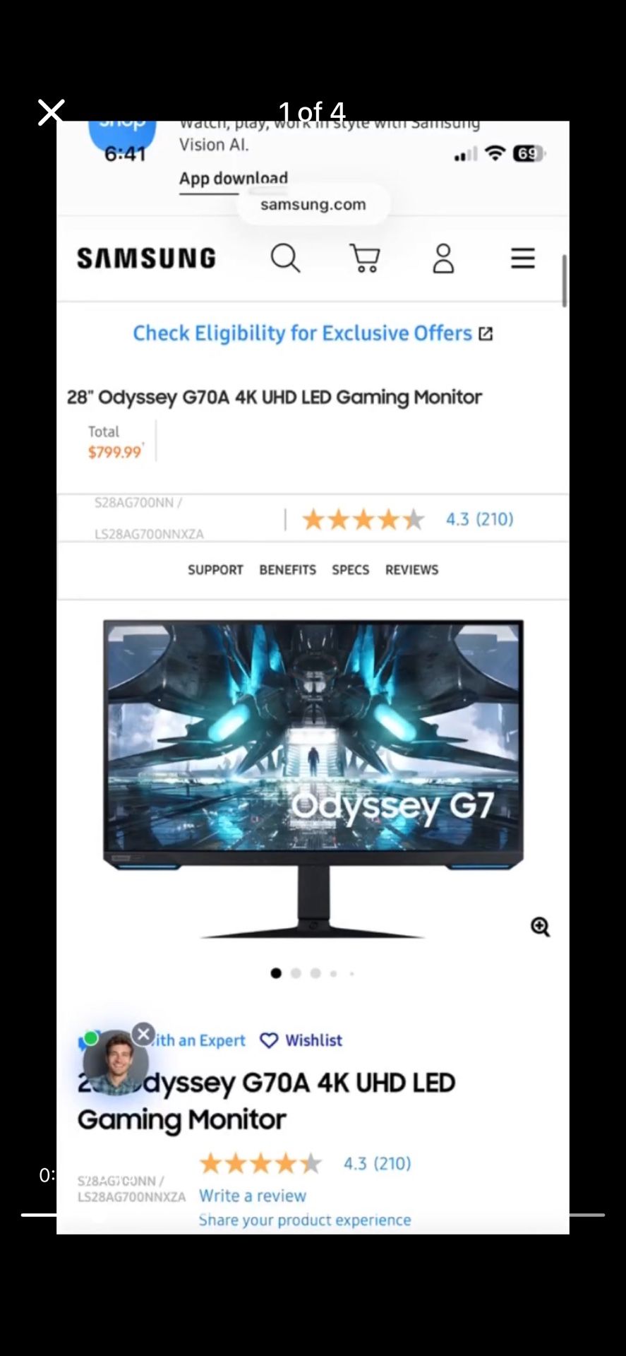 28" Odyssey G70A 4K UHD LED Gaming Monitor