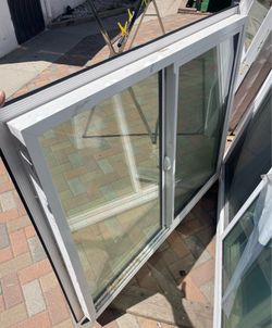 (1) Double glass window, retrofit, black face, white inside  54in (w) x 44.5 (h) - NEW