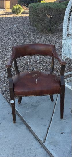Dark Brown Wood leather chair
