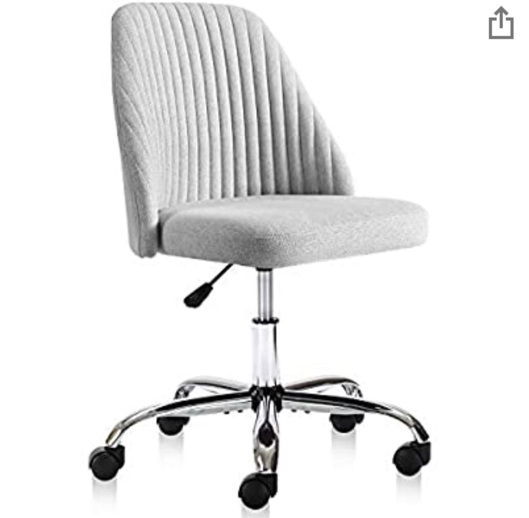 Rimiking Home Office Modern Twill Fabric Adjustable Mid-Back Task Ergonomic Executive Chair, Gray