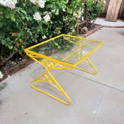 Metal glass top plant stand