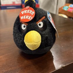NWT! 🔥Angry Birds Bomb the Black Bird 6" Plush Stuffed Toy 2010 - No Sound🧨