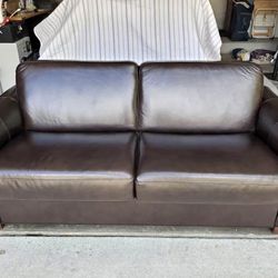 Brown Leather Sofa (sleeper)