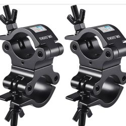 TUV Pro-Swivel Truss Clamp Black 2 inch, 2 Pack Rualin Heavy Duty 500kg Swivel Coupler 50mm Truss Clamps, Dual Head Turn As Needed Two 360 Degree Ligh