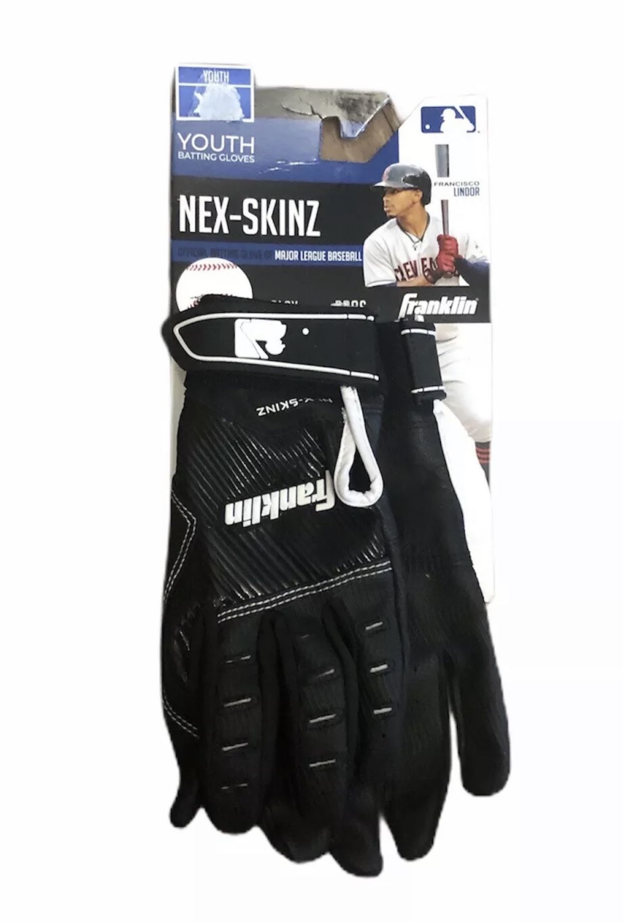 Franklin 2nd-Skinz Youth XS Batting Baseball Gloves Black Kids Size X-Small NEW