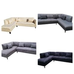 Brand NEW 7X9FT And 9x7ft SECTIONAL CHAISE. CHARCOAL, BLACK, CREAM  MICROFIBER,  GREY COMBO FABRIC Lounge / More Color FABRIC Available. 