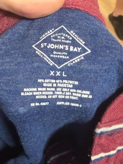St. John's Bay Maroon and White Striped Long-Sleeve Henley