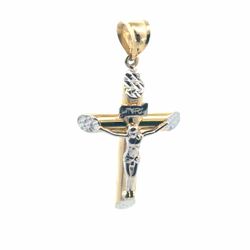 Men’s or Women’s 14k Yellow Gold 1” Inch Inri Crucifix Cross Pendant for Necklace GP3126498