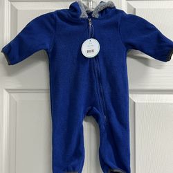 Cuddle Club Baby Bunting Fleece One Piece Blue Bodysuit- Size 0-3 Months- NWT