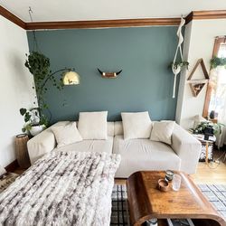 Cream Corduroy Sectional Couch