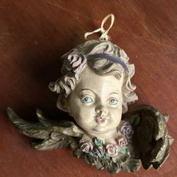 Vintage Solid, Angel Cherub Head Ornament