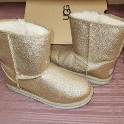 Gold Classic UGG Glitter Boots Girls Size 6 Women's 8