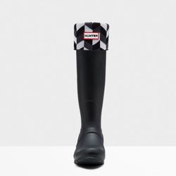 Hunter Boot Socks — Chevron Knit Cuff — Size L (Fits Tall Hunter Boots) 