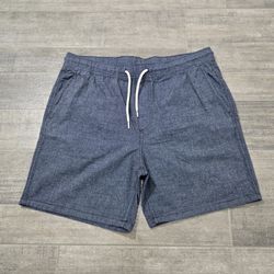 H&M Men's Chino Regular Fit Dark Blue Shorts With Drawstring Size M