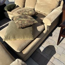 Sofa 3 Pieces Sectional Sofa Light Brown Long