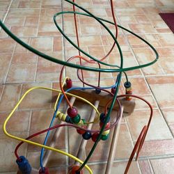 Vintage Anatex Rollercoaster Bead Maze Metal Wood Kids Educational Activity VGC