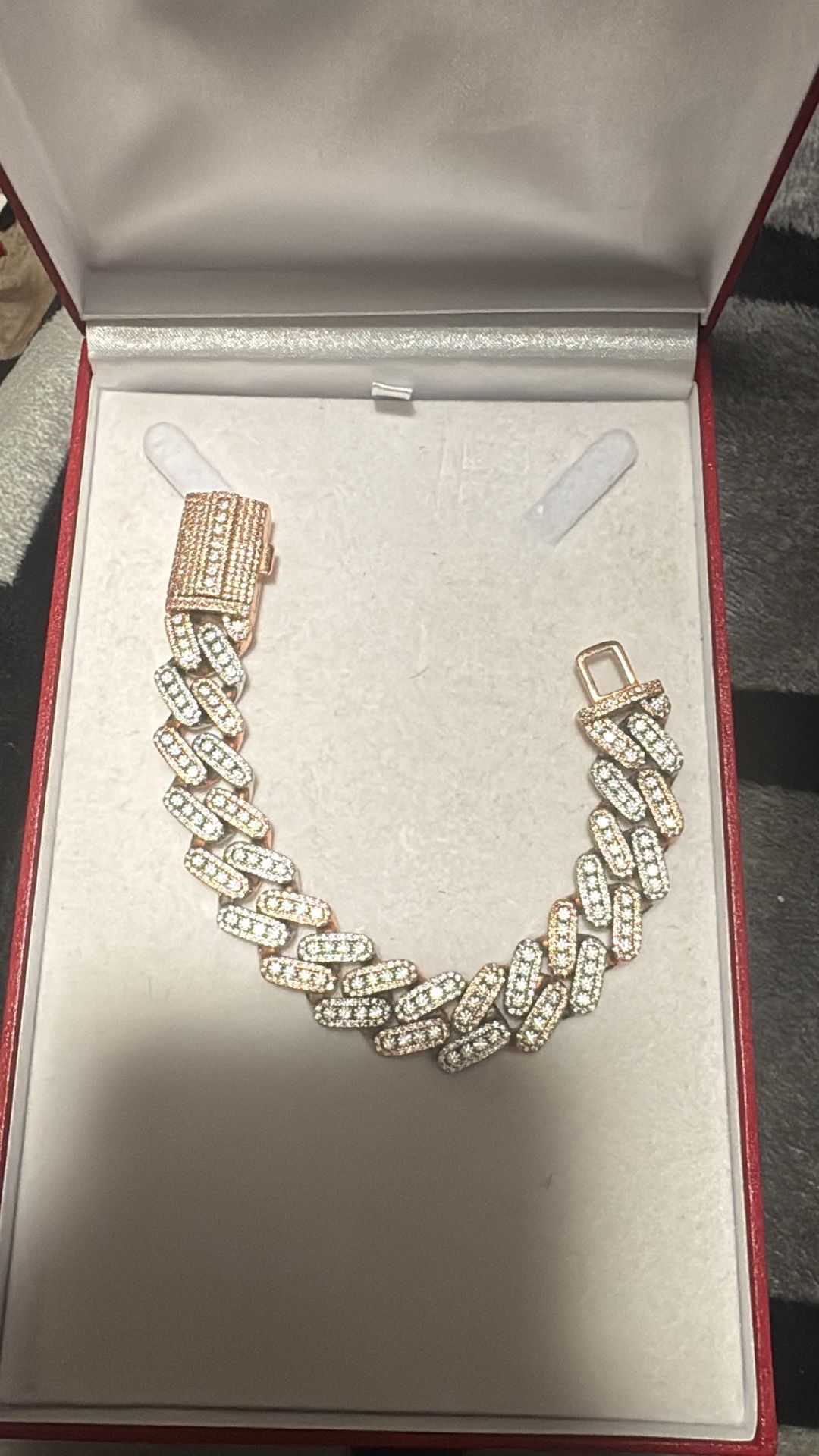 Men Diamond Cuban Curb “Silver Rose gold” 
