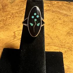 Cjb Mexico Collection, Black Onyx With Turquoise Inlay