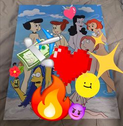 Benante N*de Beach Artwork Canvas -Simpsons Family Guy Scooby Doo Painting