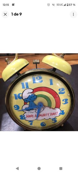Vintage 1980's smurf double bell Alarm Clock