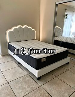 New Queen bed frame with mattress