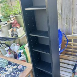 Tall Black Media Shelf / Storage Rack – Adjustable Shelves! 🖤📚