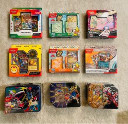 9x Pokemon Cards Boxes and Tins - Brand New