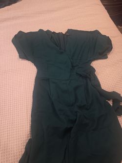 Teal Green Wrap Midi Dress
