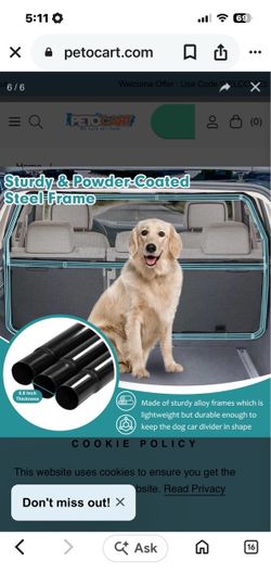 Dog Car Barrier Escape-Proof, 50'' Wide Car Divider for 2nd 3rd Row...