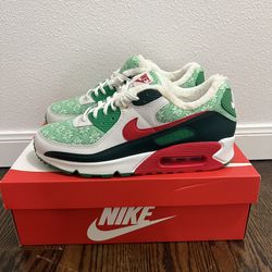 Nike Air Max 90 “Christmas Sweater” Men’s Green/Red Shoes w/ OG Box sz 9.5 NEW