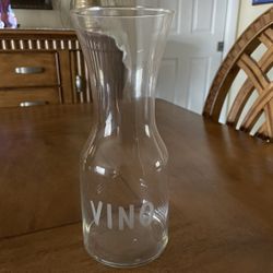 Crate & Barrel Etched Crystal VINO Carafe/Decanter
