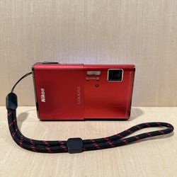 Nikon CoolPix S80 Digital Camera Red 14.1MP Tested Touchscreen w/Bat-Char-Card! 