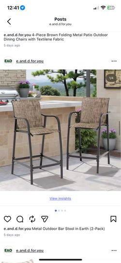 Metal Outdoor Bar Stool in Earth (2-Pack)