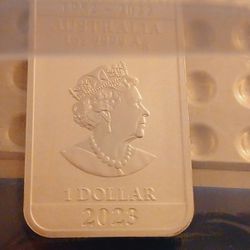 The Perth Mint Rectangular DRAGON 2023 P 1oz Silver BU  QUEEN ELIZABETH 