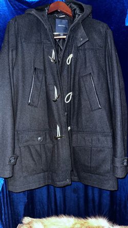 Nautica Men’s XXL Hooded Wool Coat – Dark Navy