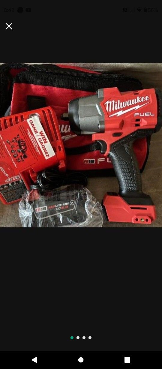 New Milwaukee M18 Fuel 1/2" High Torque Impact Wrench Kit
