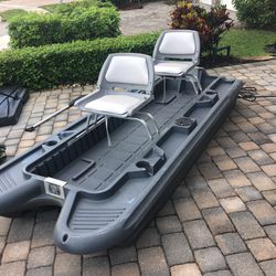 11 x 4 Bass Hunter Pontoon Boat with life vests for Sale in Boynton