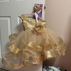 Toddler birthday Pageant dress gold