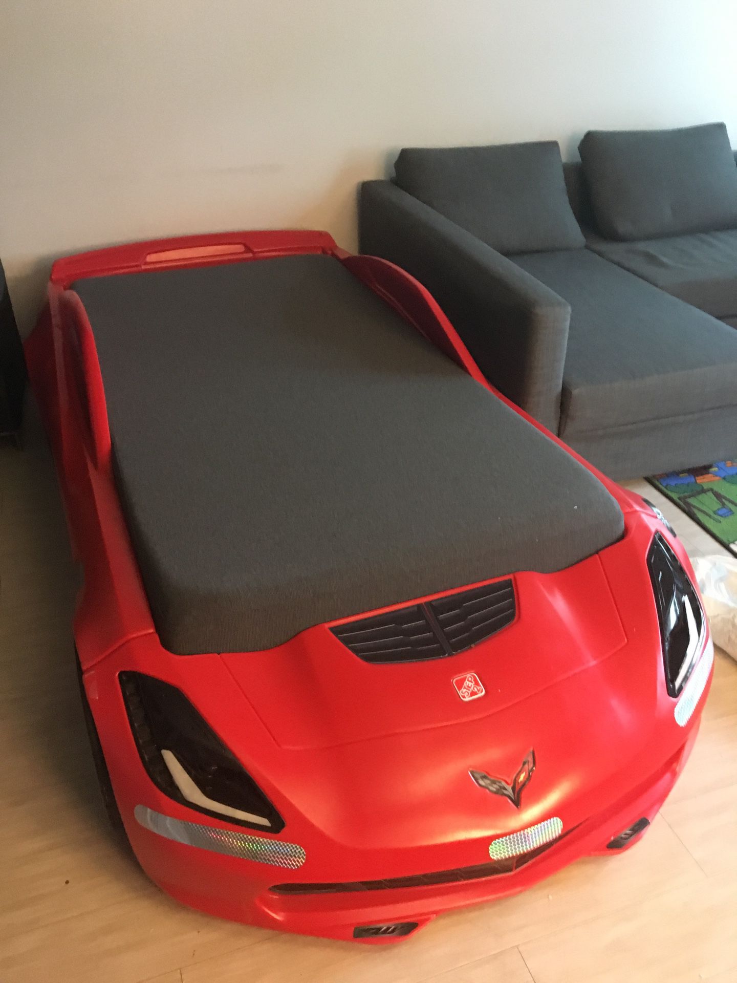 IKEA kids race car bed with nice mattress . Less than 1 year old. . Sale San Diego, CA - OfferUp