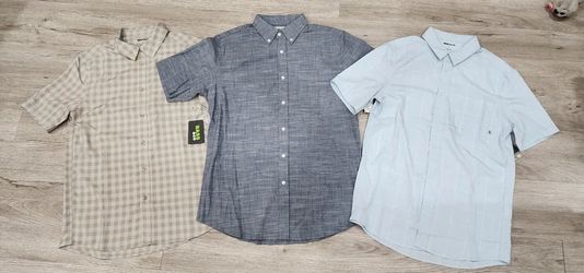 3pk Mens Button Down Shirts - Bass & Co. Plaid Shirts Size Small